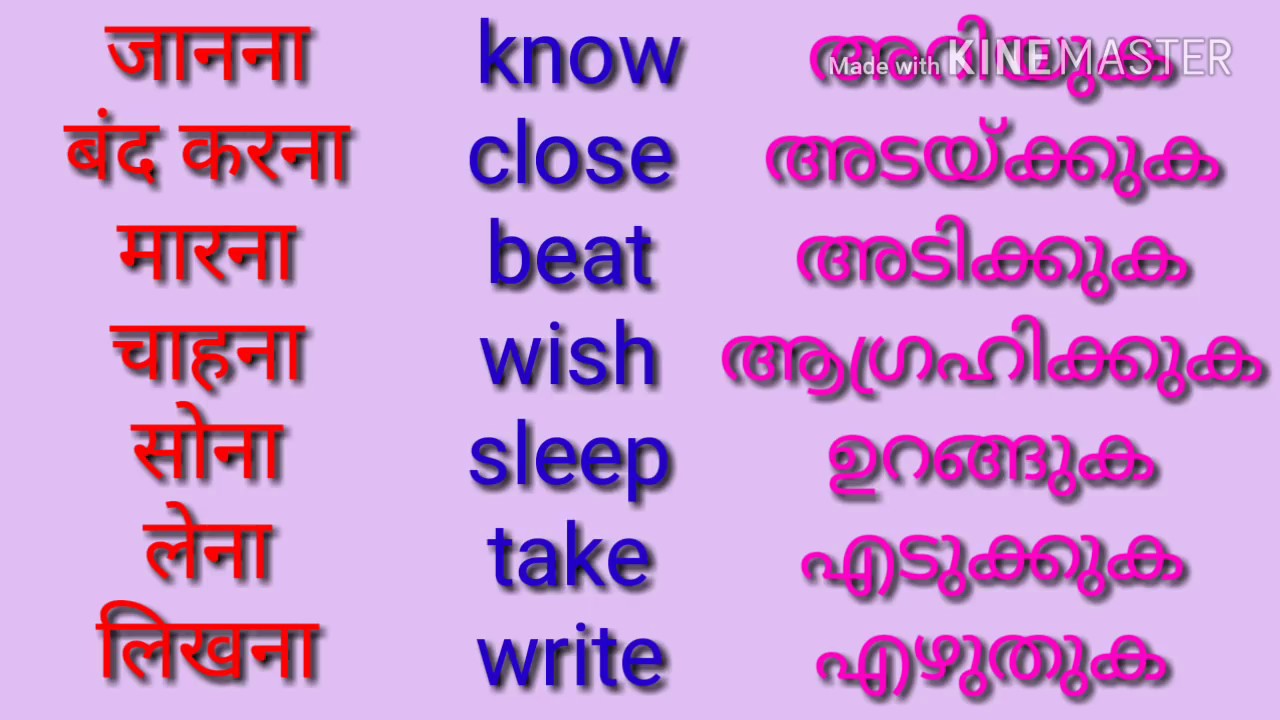 Verb Forms With Malayalam Meaning Grouplasopa